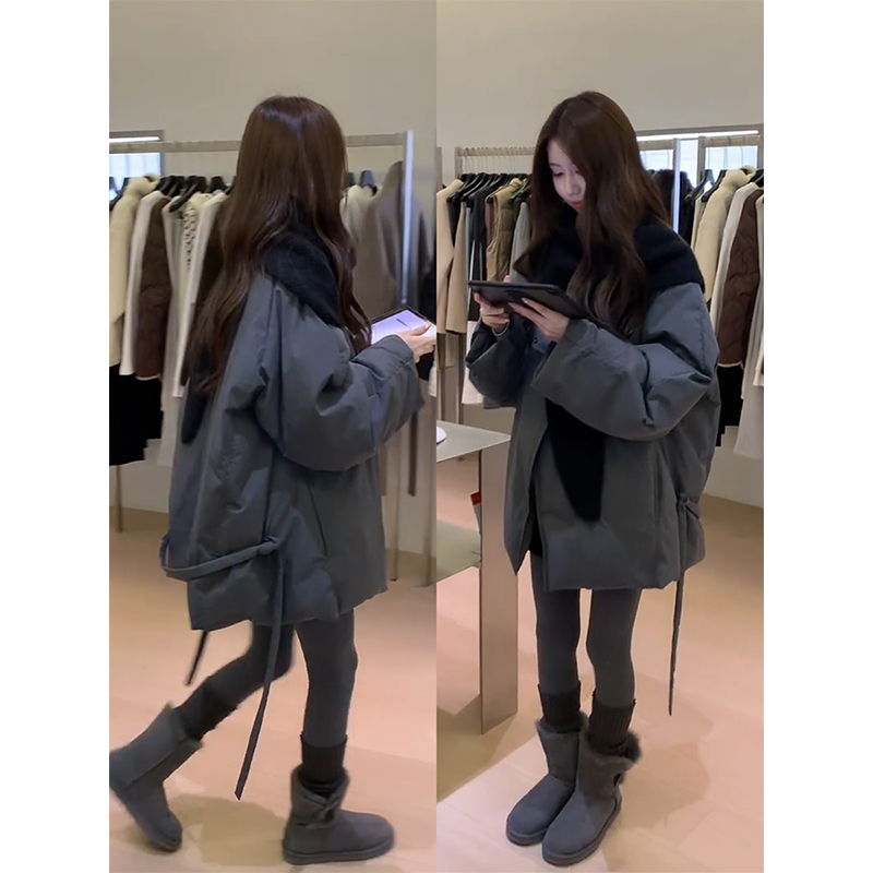 MARIE.COCO韩系高级灰棉服外套女秋冬新款加厚保暖宽松面包服棉衣