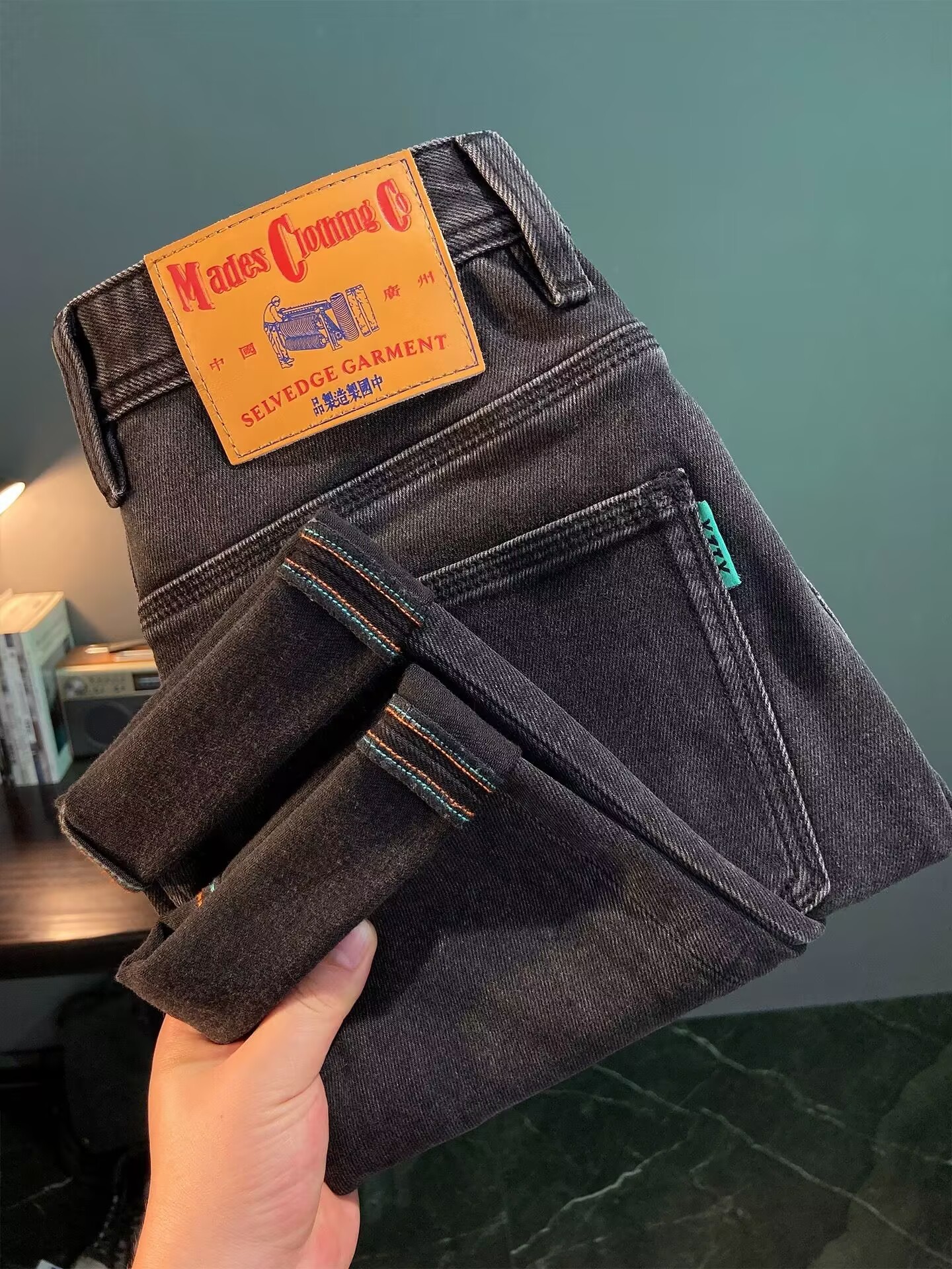 秋冬新款百搭直筒水洗牛仔裤男简约修身小直铜裤子男士裤子高档裤