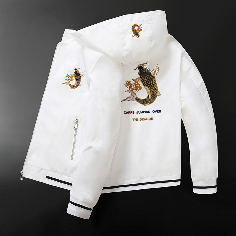 外套男装夹克休闲潮流时尚百搭连帽帅气春秋季中国风鲤鱼21230