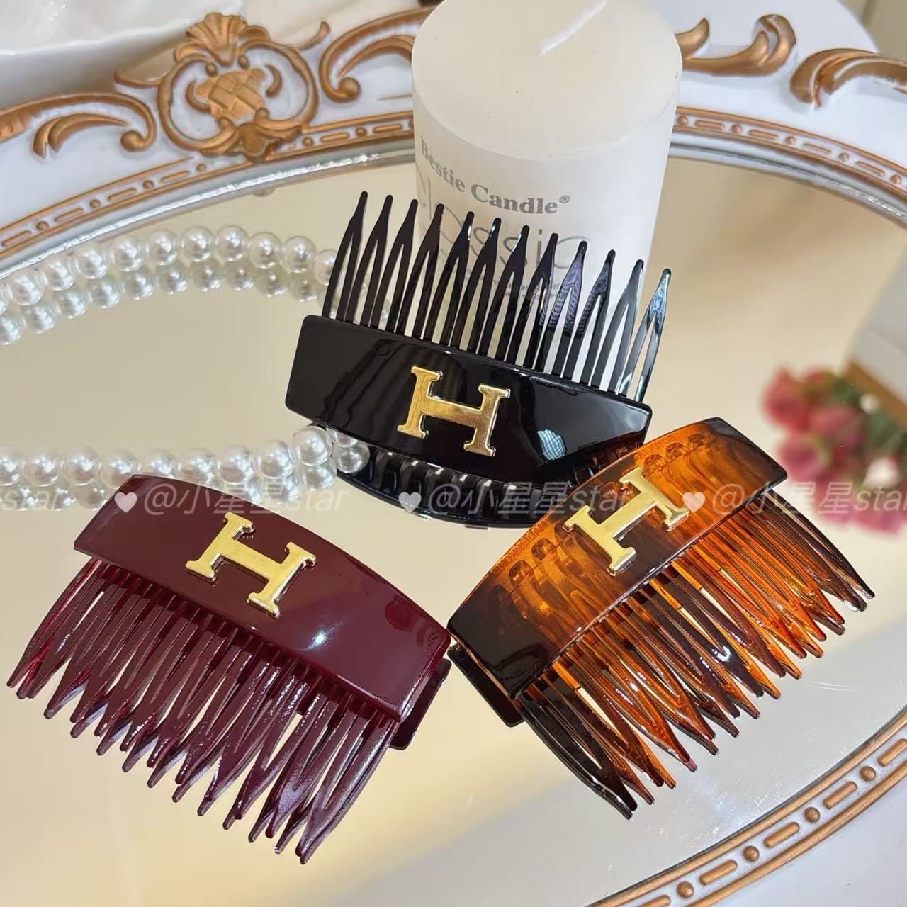 【买一送一】韩系字母齿梳碎发刘海固定百搭高级感插梳发饰