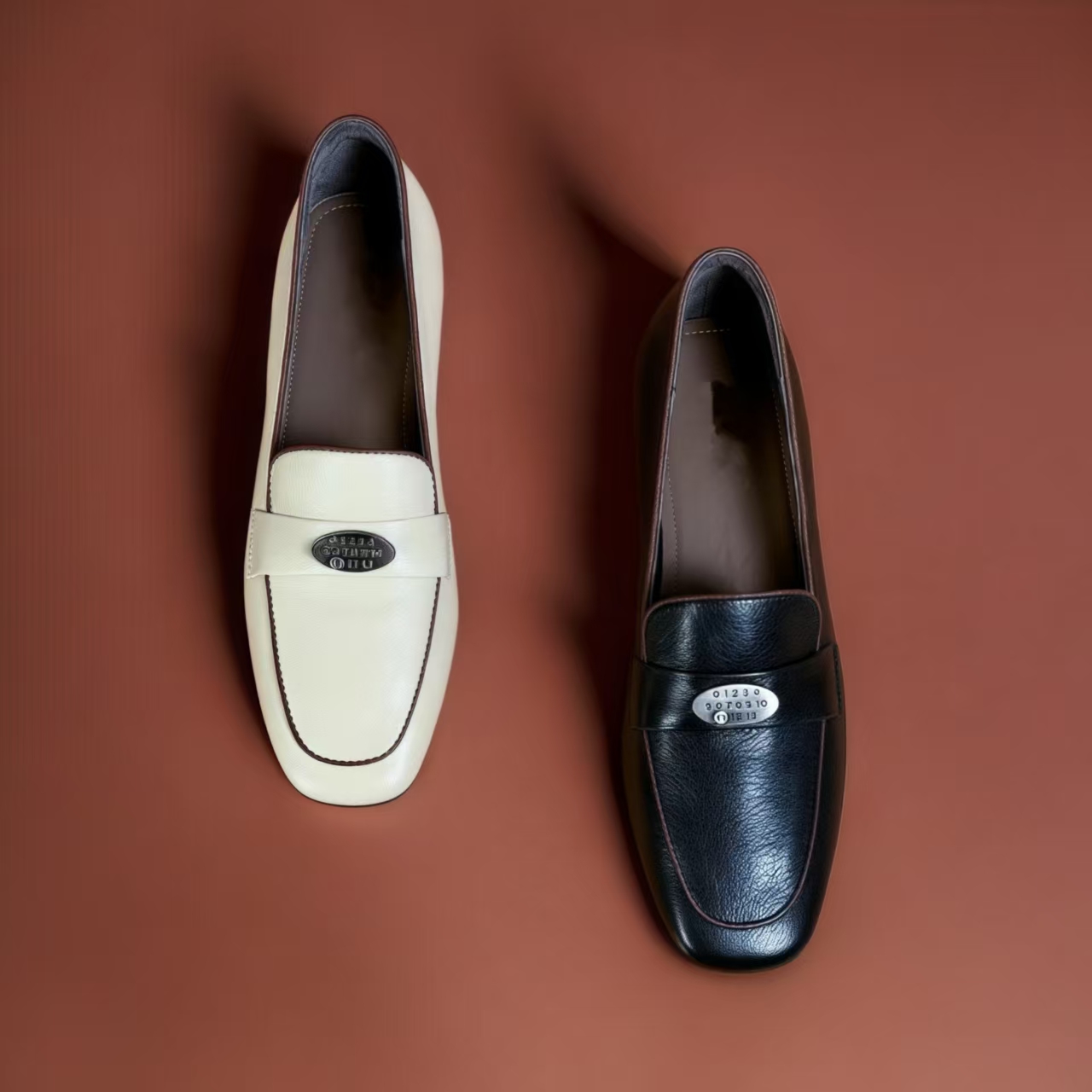 2025新款羊皮乐福鞋女跟高3厘米软底软面防滑英伦风5099