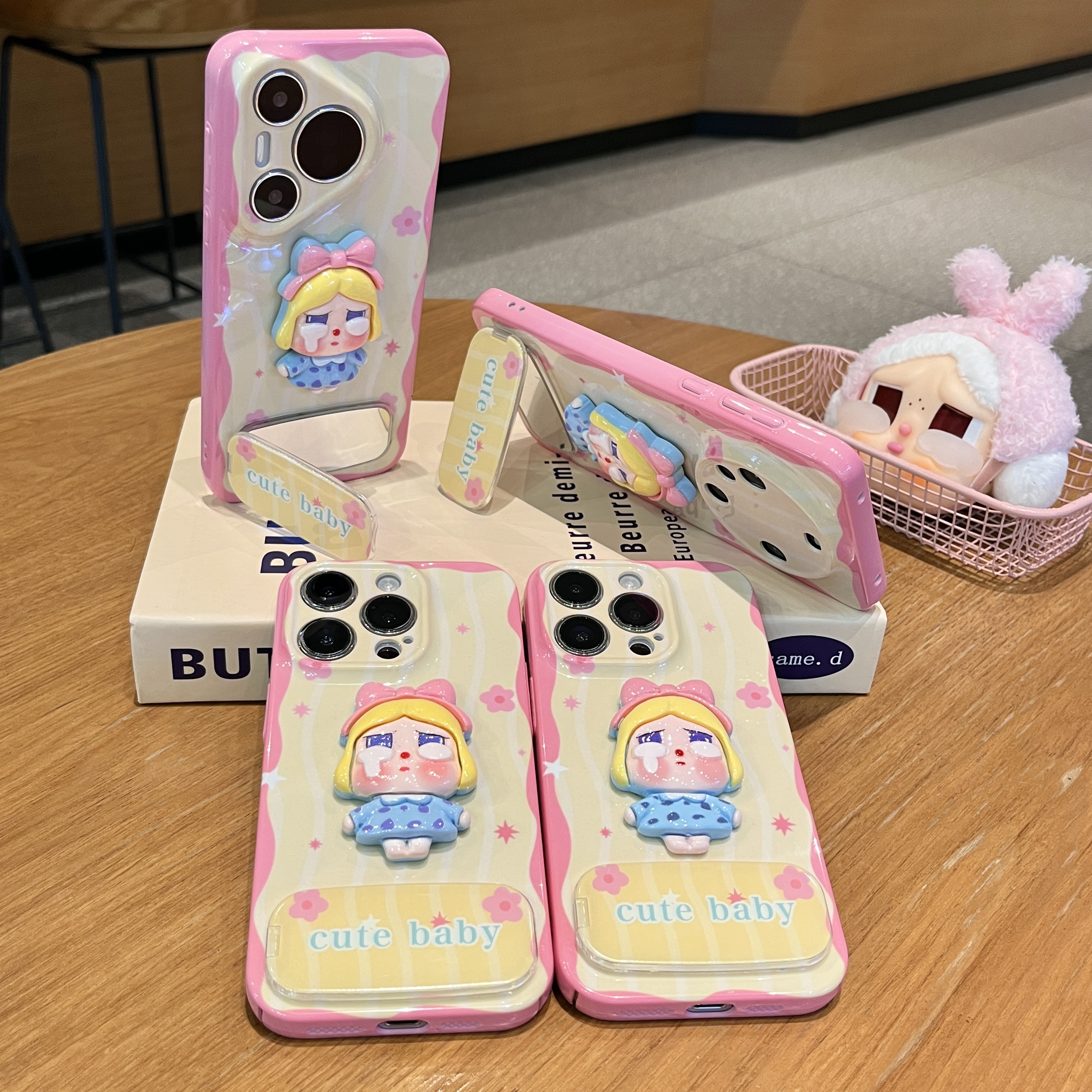 雅天立波浪花朵哭娃女孩适用苹果16/15手机壳华为P70vivoppo小米