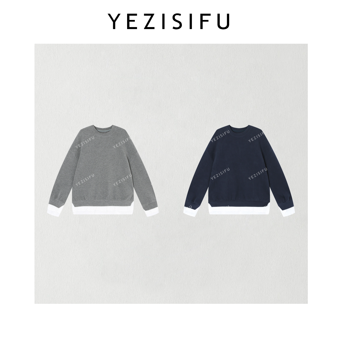 欧尼私服 2025冬款极简百搭欧根纱蕾丝拼接下摆圆领卫衣2510C6933