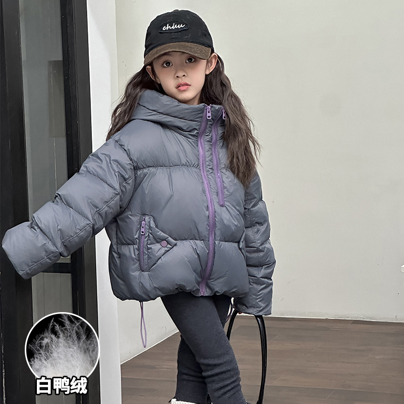 女童羽绒服冬季2025新款洋气女孩大童加厚白鸭绒外套儿童冬装上衣