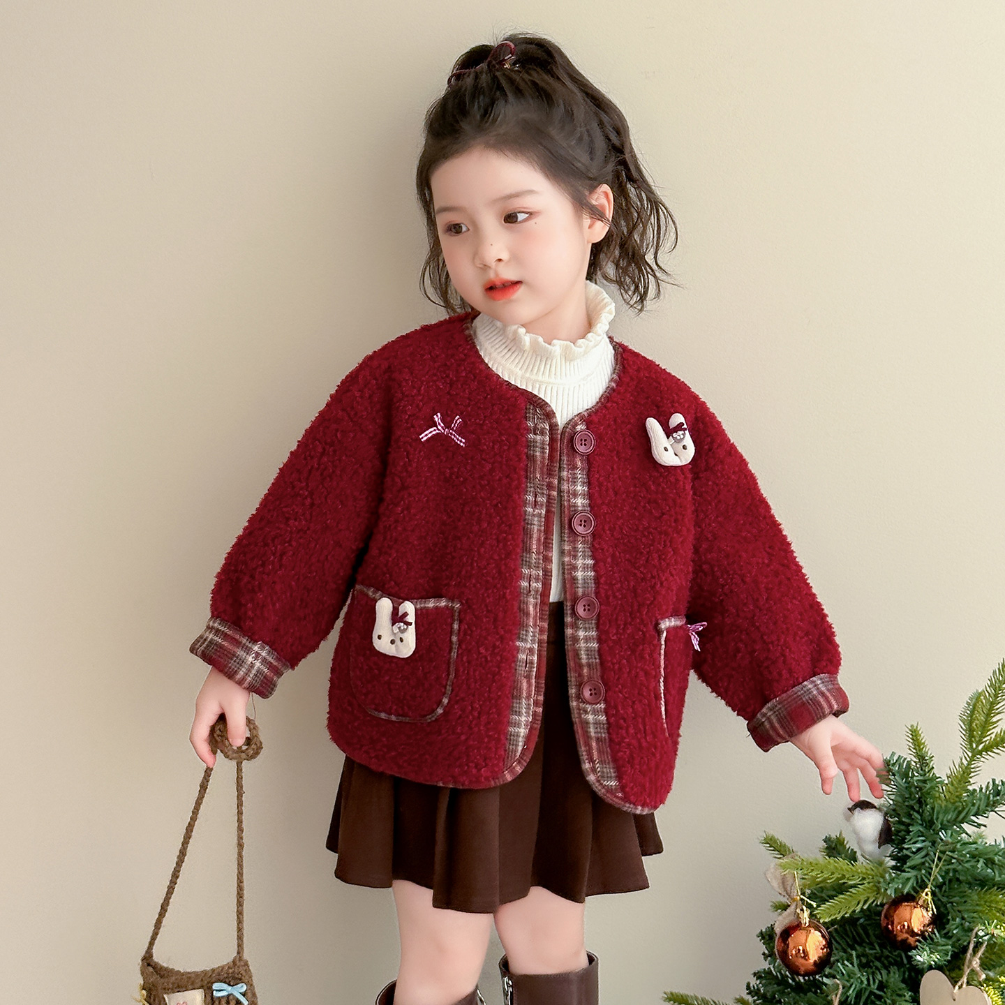 女童摇粒绒外套2025新款儿童公主冬装女宝宝冬季加绒上衣洋气童装