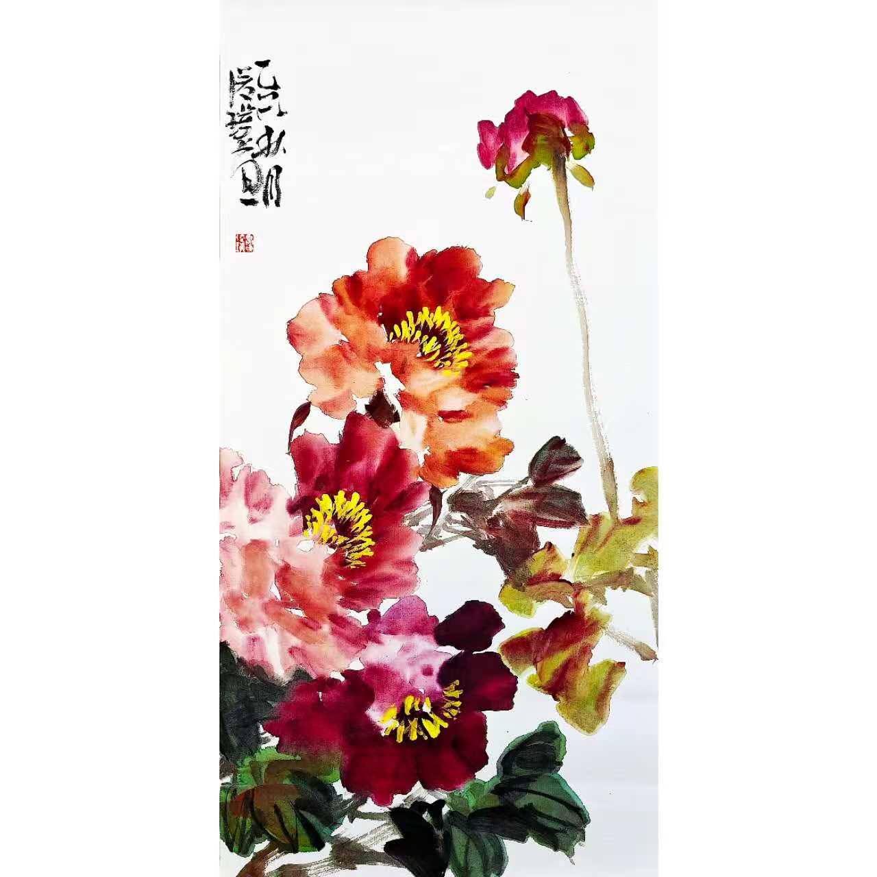 夏俊璞老师亲绘牡丹花画