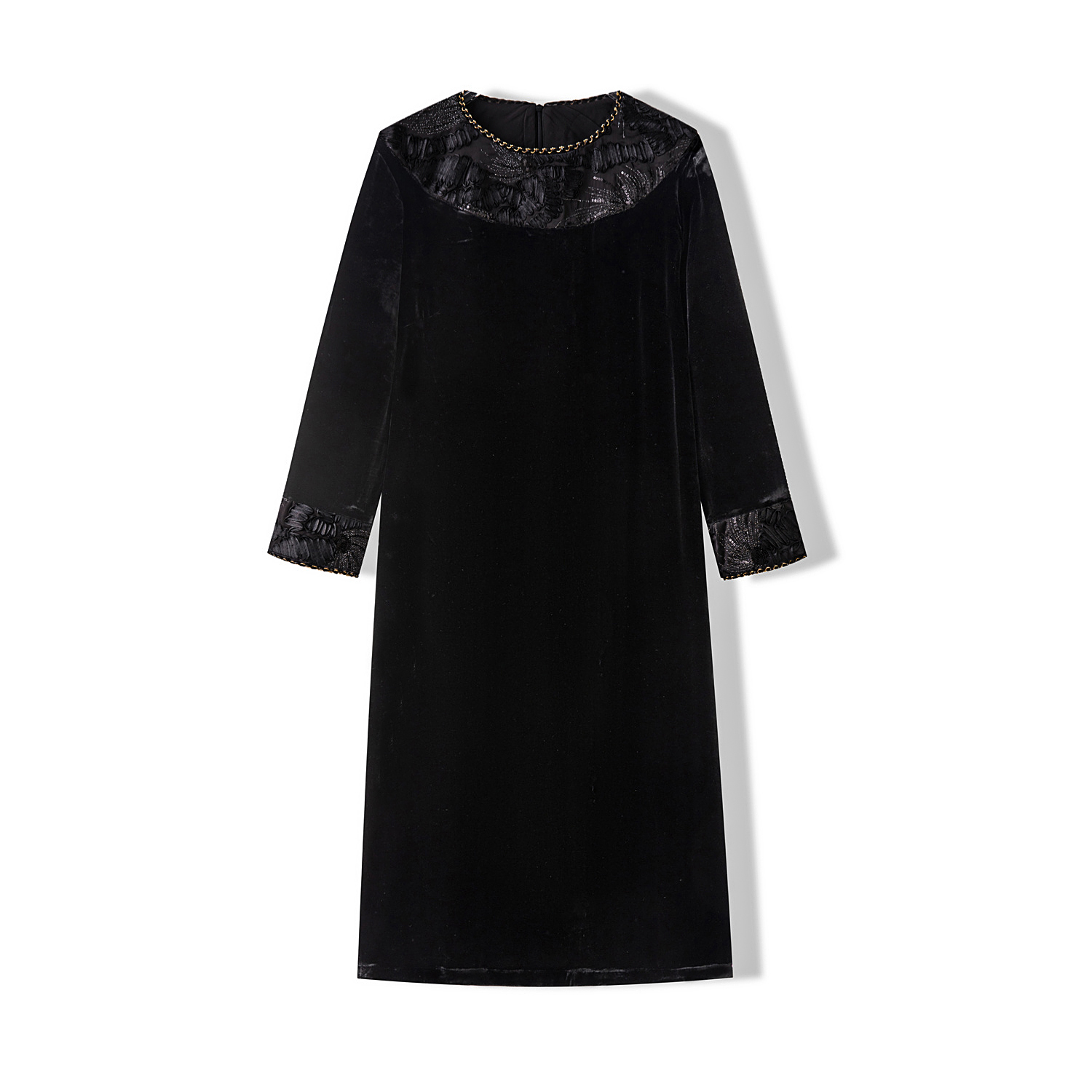 桑蚕丝真丝丝绒中长款宽松显瘦连衣裙T13