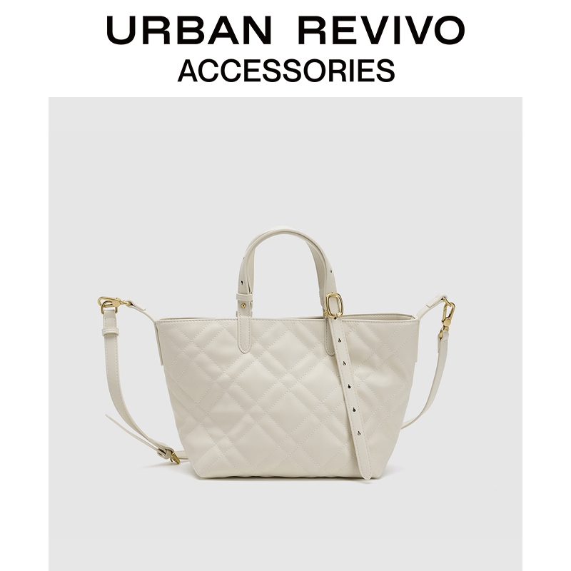 URBAN REVIVO2026春季新款女士菱格托特手提斜挎包UAWB60017+