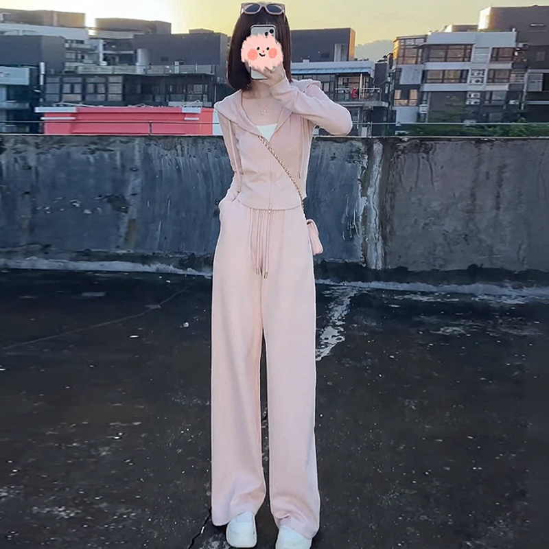 休闲运动服套装女2025春秋新款小个子洋气时尚卫衣阔腿裤两件套