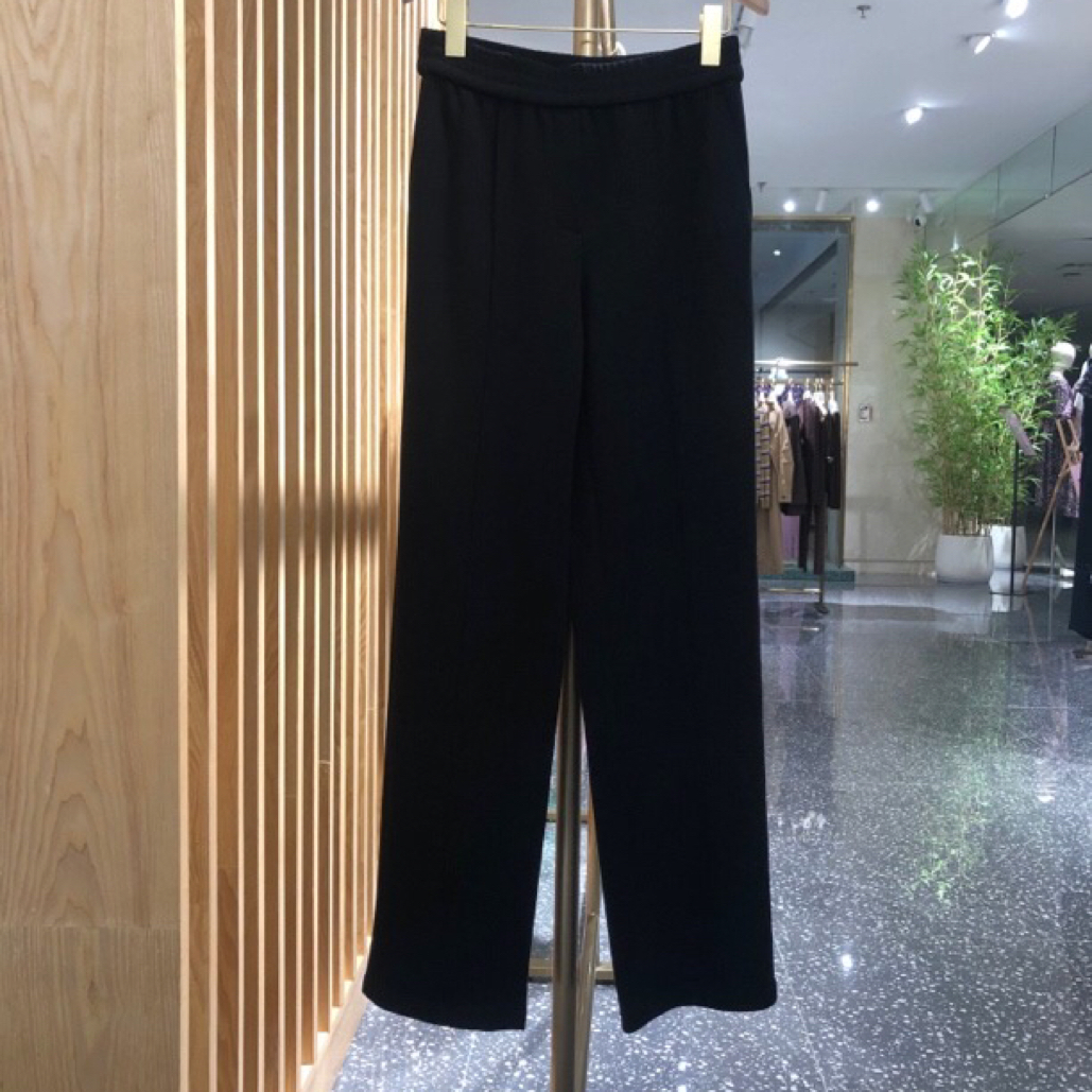 声雨竹 7R117 高腰直筒裤黑色休闲裤舒适显瘦大码女装