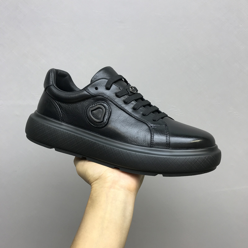 广州真皮男鞋秋季新款男士休闲板鞋厚底时尚百搭潮流高端休闲皮鞋