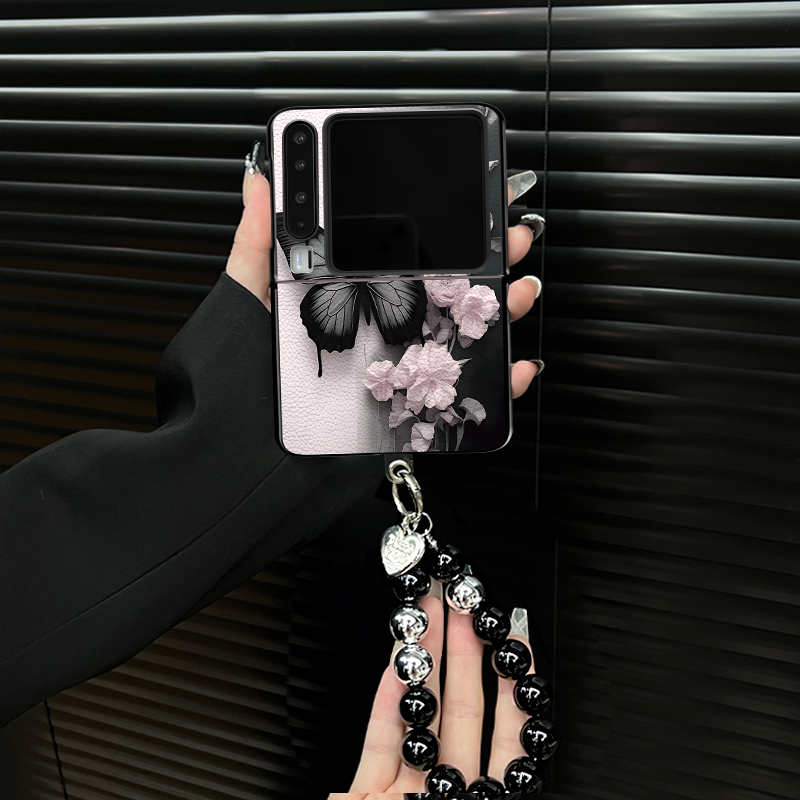 适用华为purax手机壳梦里蝴蝶小羊皮折叠壳全包保护套