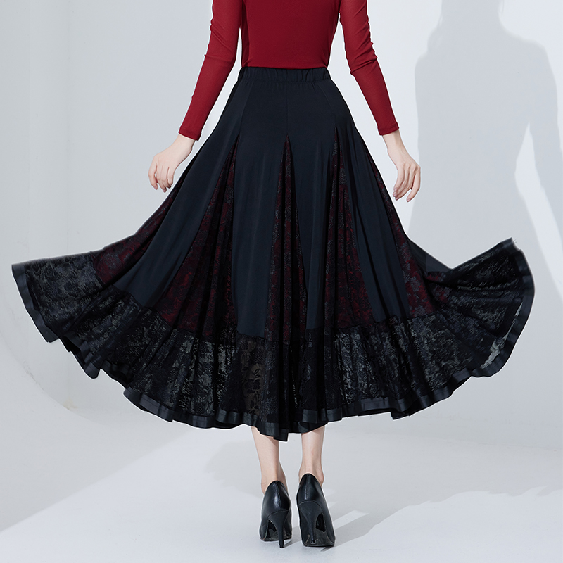 新款华尔兹舞裙摩登舞大摆裙半身裙成人女交谊舞裙时尚秋冬