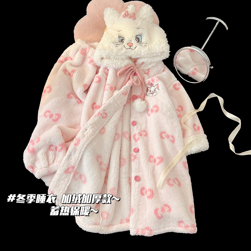 珊瑚绒儿童睡袍女秋冬季2025新款公主风女童加厚睡衣法兰绒家居服