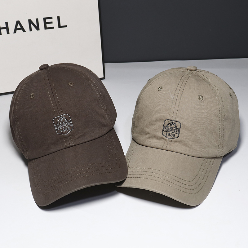 新款复古刺绣小标水洗棉鸭舌帽子男女休闲百搭透气防晒棒球帽时尚