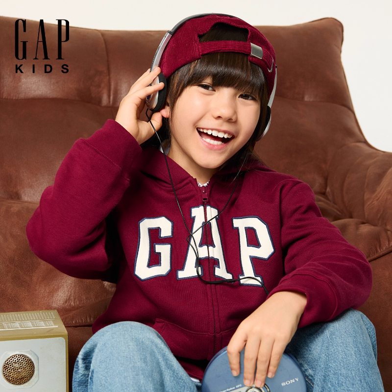 【大小童同款】Gap男女童25冬季新款抓绒连帽卫衣休闲儿童装804633