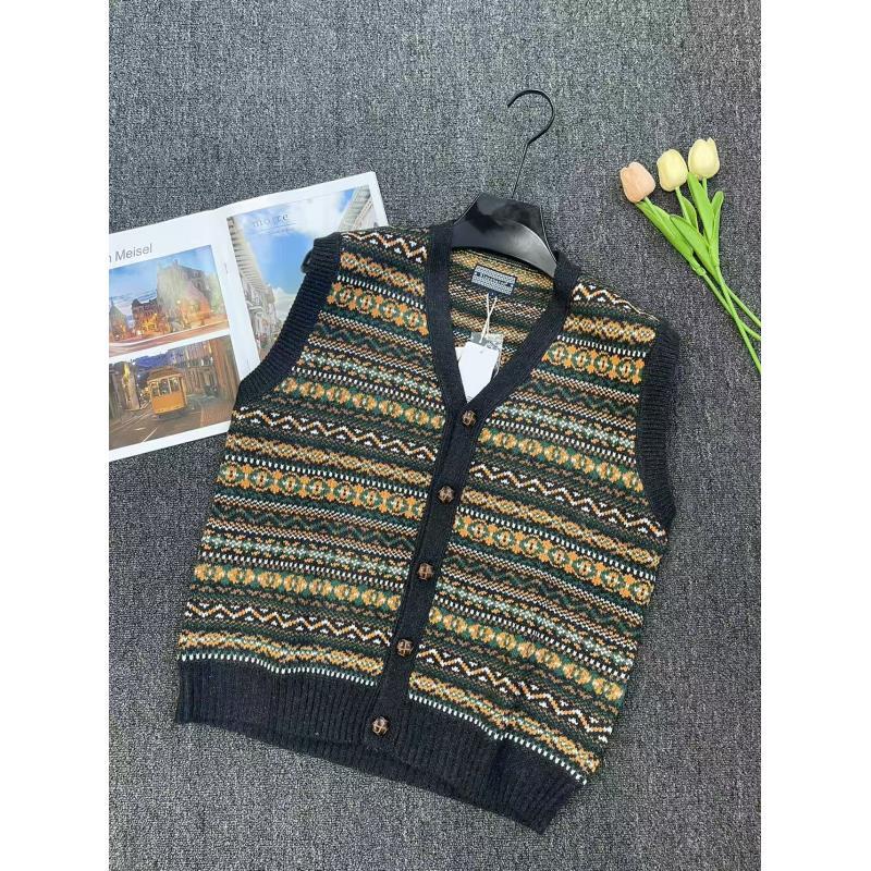 秋季复古 费尔岛风羊毛混纺材质千鸟格纹针织男马甲