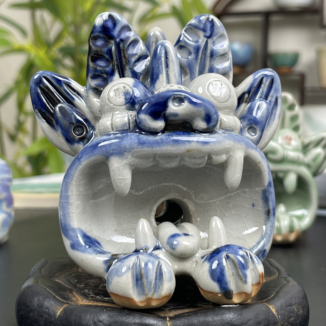 【贤品精选】非遗纯手工华宁陶瓦猫云南瑞兽线香伴手礼招财纳福礼品