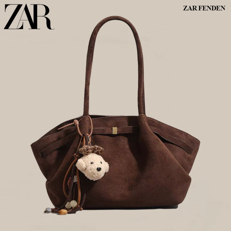 ZAR FENDEN麂皮绒磨砂托特包包女2025新款秋冬超火通勤单肩腋下包