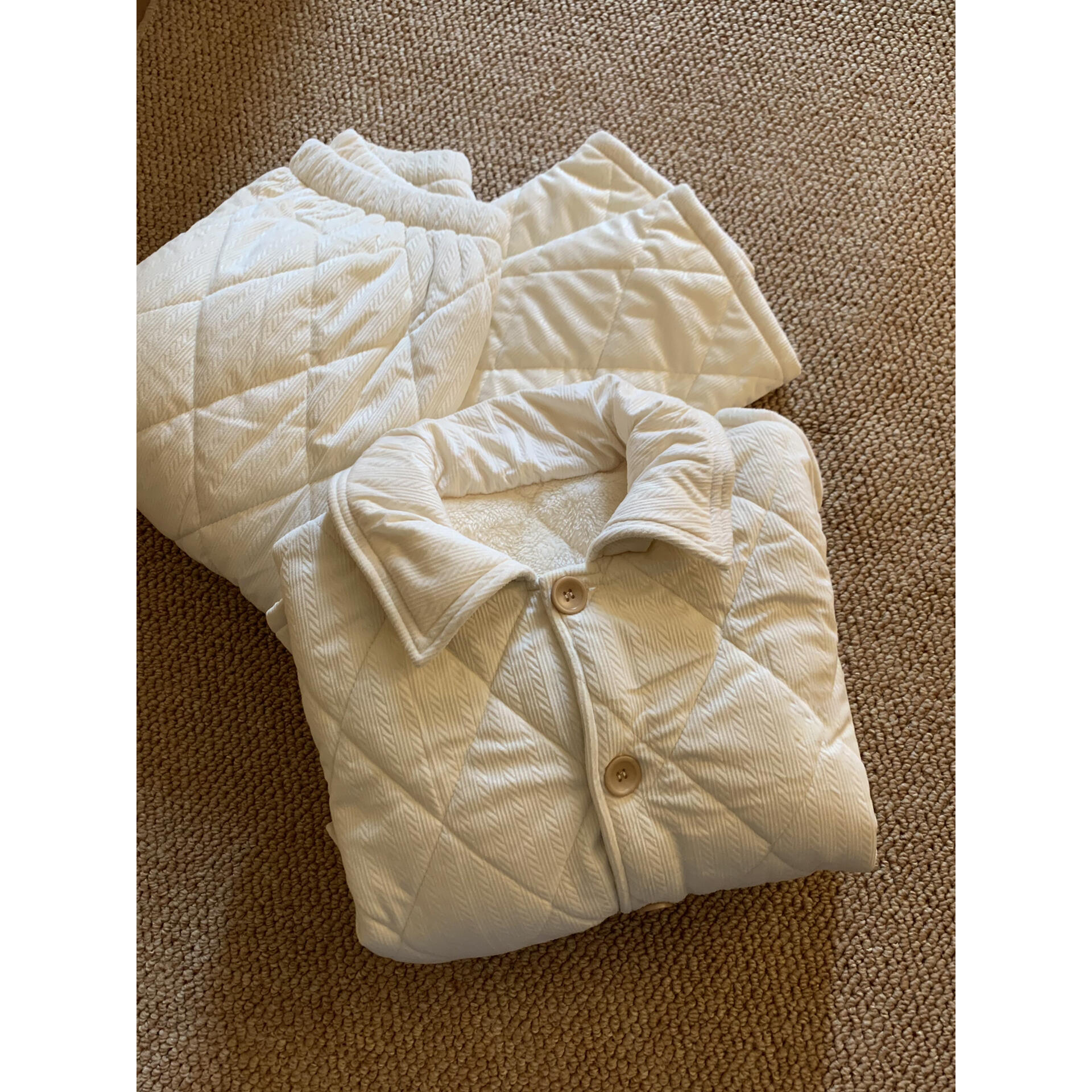 韩版菱格夹棉睡衣女秋冬季新款加绒加厚保暖大码家居服套装可外穿