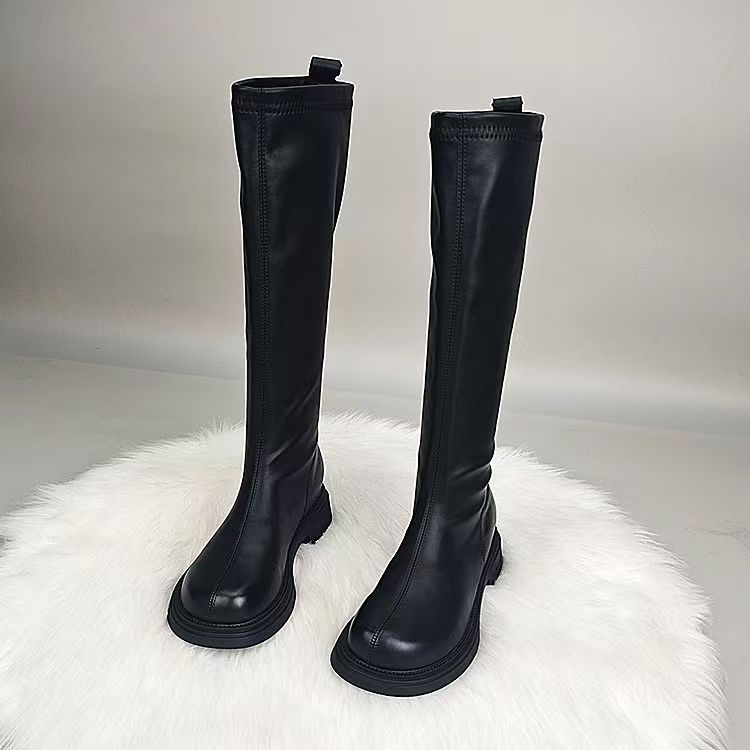 长筒靴女2025秋冬季新款中跟中筒不过膝小个子长靴弹力瘦瘦女靴子