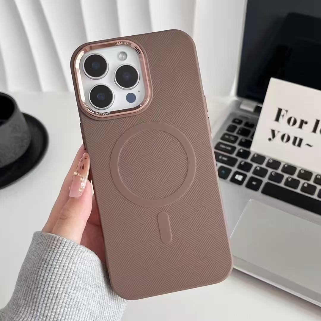 TPU牛皮质感磁吸手机壳适用于/15/14/13手机壳16pm手机壳