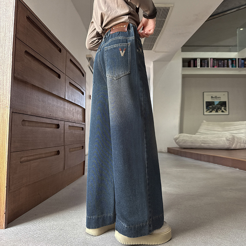 儿童秋装2025年新款大女童装薄款裤子春秋款水洗牛仔裤秋季直筒裤