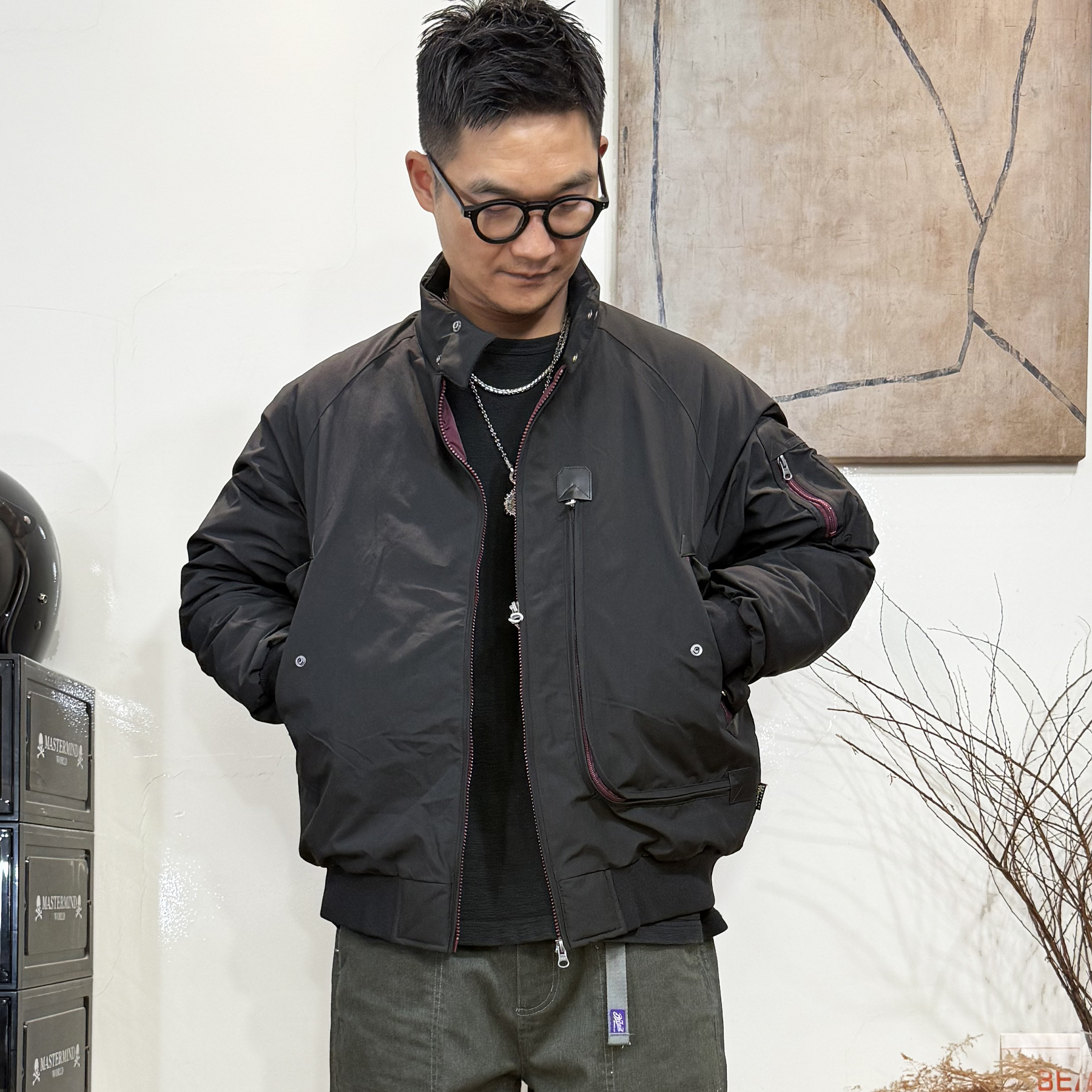 25AW冬季日系古着户外元素 商羽90绒哈灵顿立领羽绒服外套男潮流