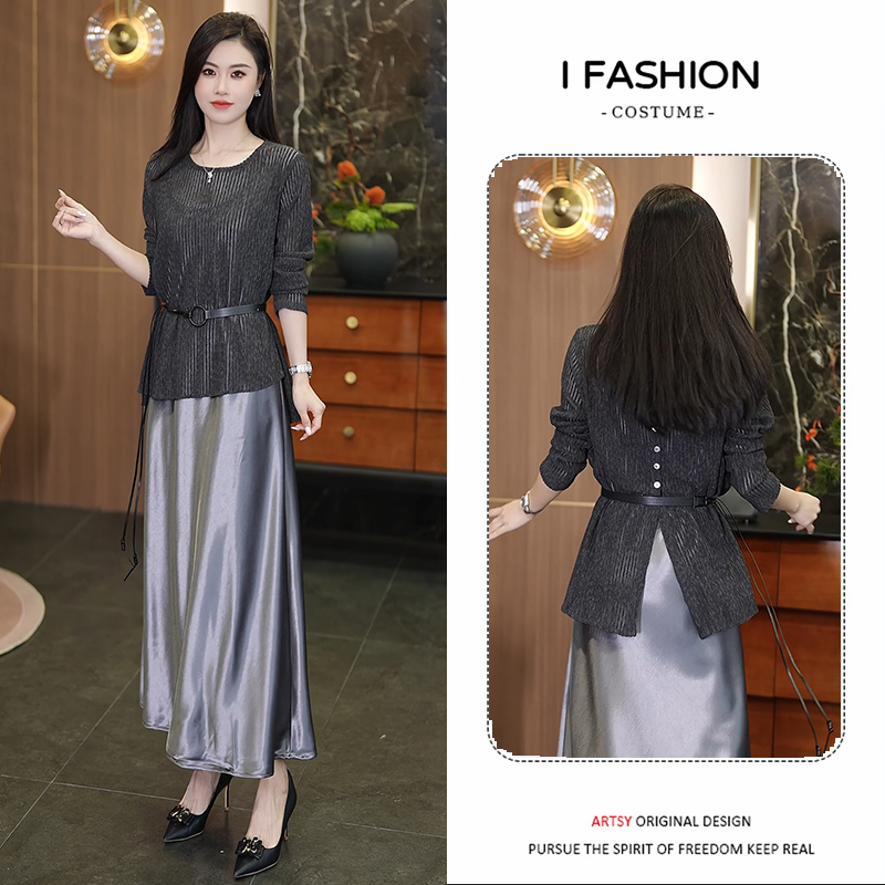 初秋新款轻熟风吊带连衣裙套装美拉德色罩衫女2025高级气质两件套