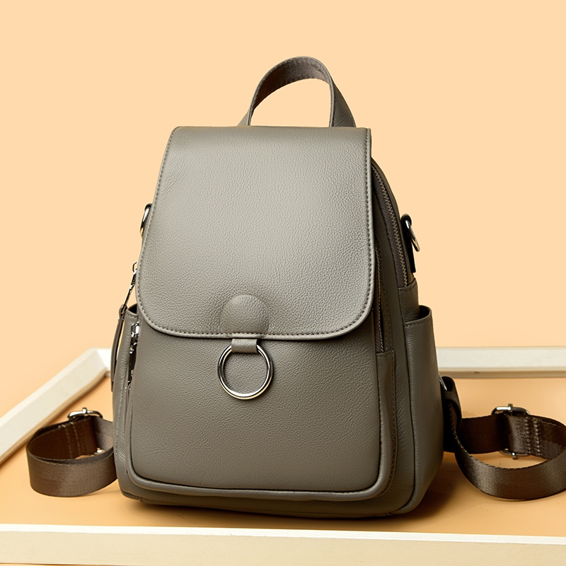 正品专柜双肩包女士真皮2025新款头层牛皮时尚软皮大容量旅行背包