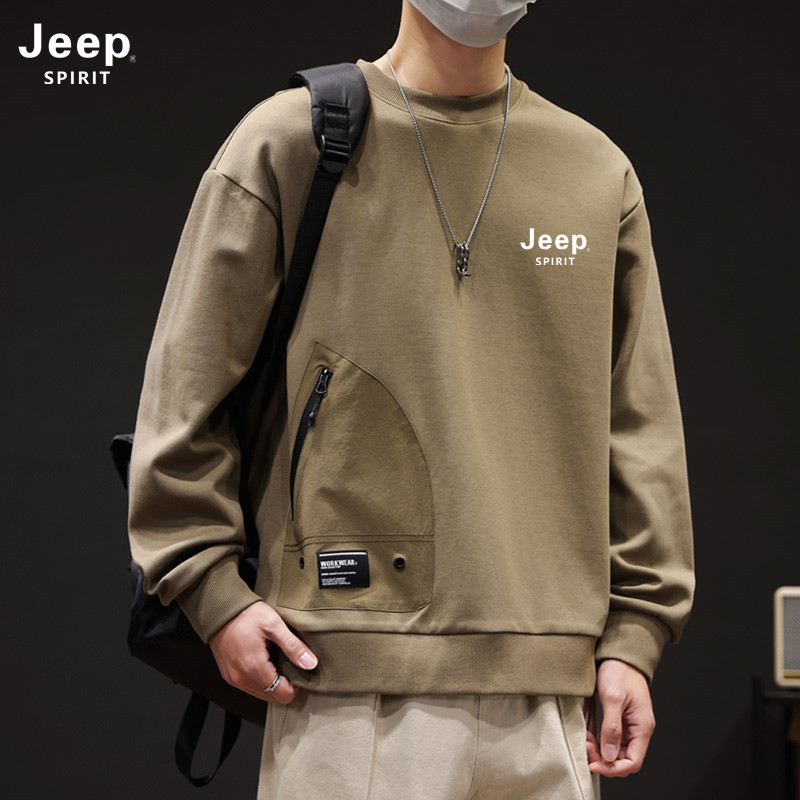 Jeep吉普休闲卫衣男士秋冬宽松帅气时尚潮流长袖t恤百搭男款