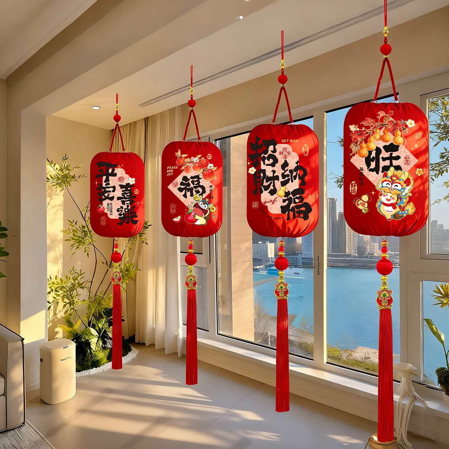 2026新年大红灯笼挂件马年新款门口挂饰一对春节过年阳台喜庆装饰