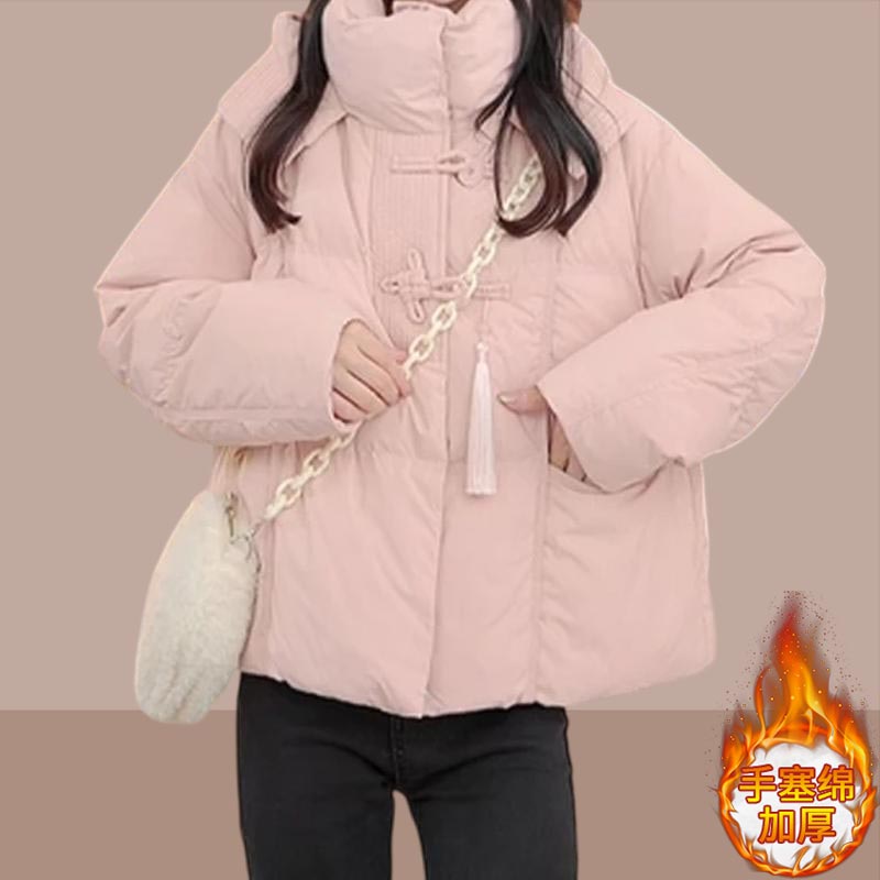 新中式国风盘扣棉服女2026年冬季新款小个子保暖加厚休闲时尚外套