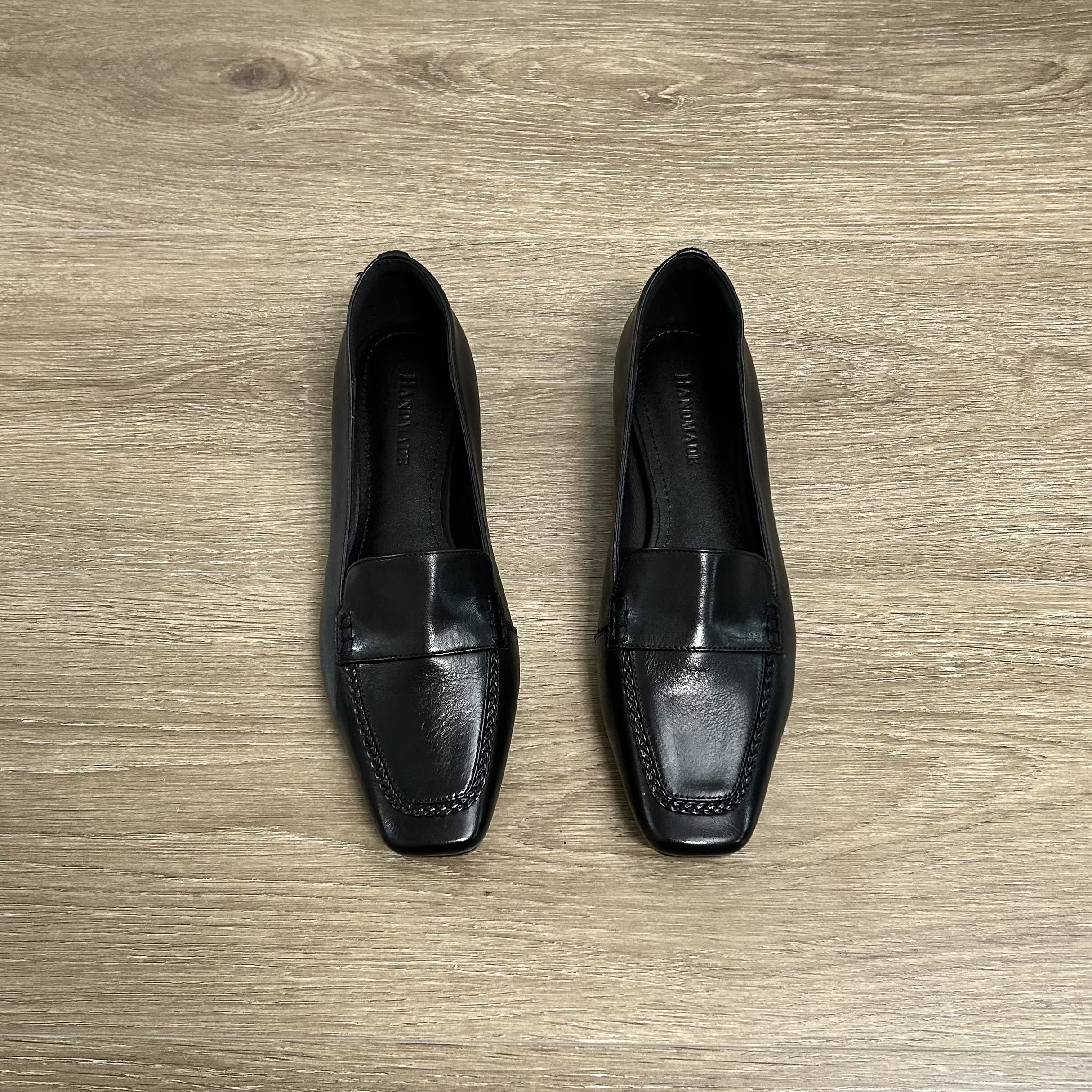 Dannyfrey头层牛皮复古风方头内增高英伦风新款气质鞋子3.5CM