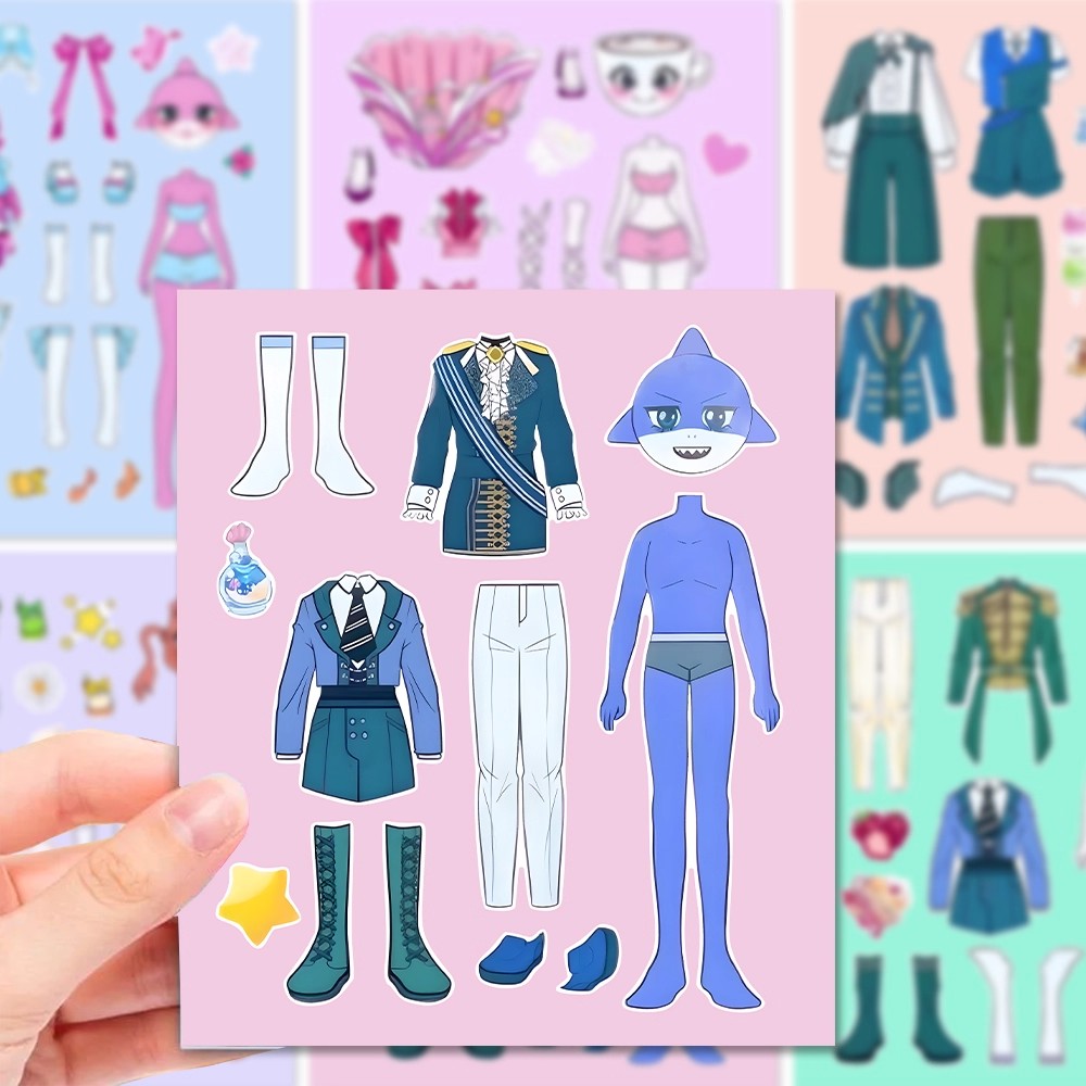 【外国长版山海经换装贴纸】104贴tungtungtungsahur儿童益智拼贴