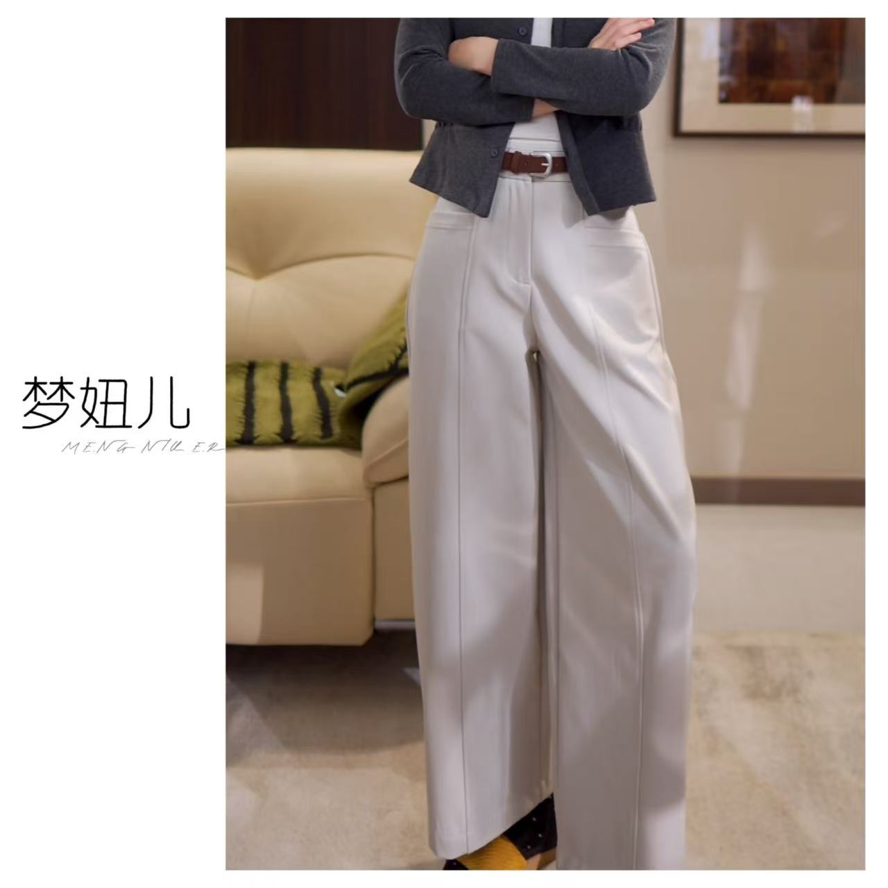 2026年春秋新款杏子灰阔腿裤女宽松百搭显瘦通勤风高级感长裤子