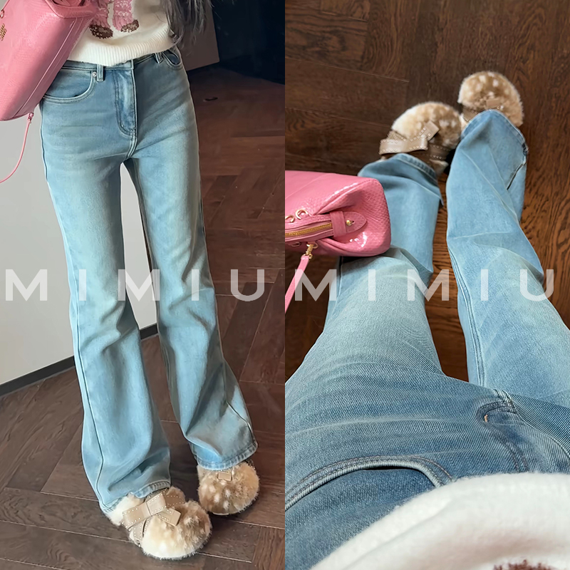 【mimius】P 加绒加厚超好穿微喇牛仔裤 WG12025