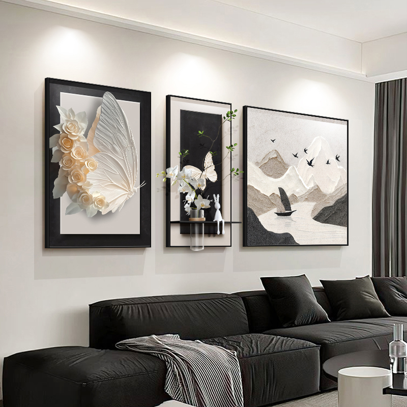 现代简约客厅装饰画高级感沙发背景墙挂画简约现代2025新款壁画