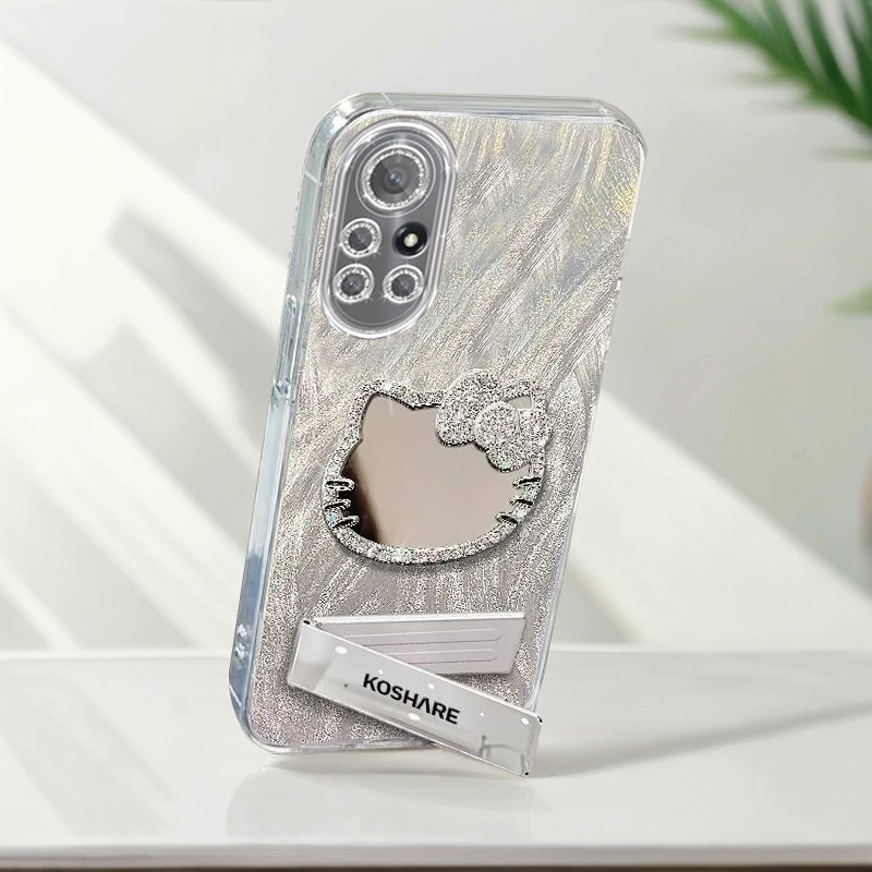 自带镜头膜华为Nova8Pro手机壳BRQ-AN00镶钻kt猫镜子nova8软壳羽