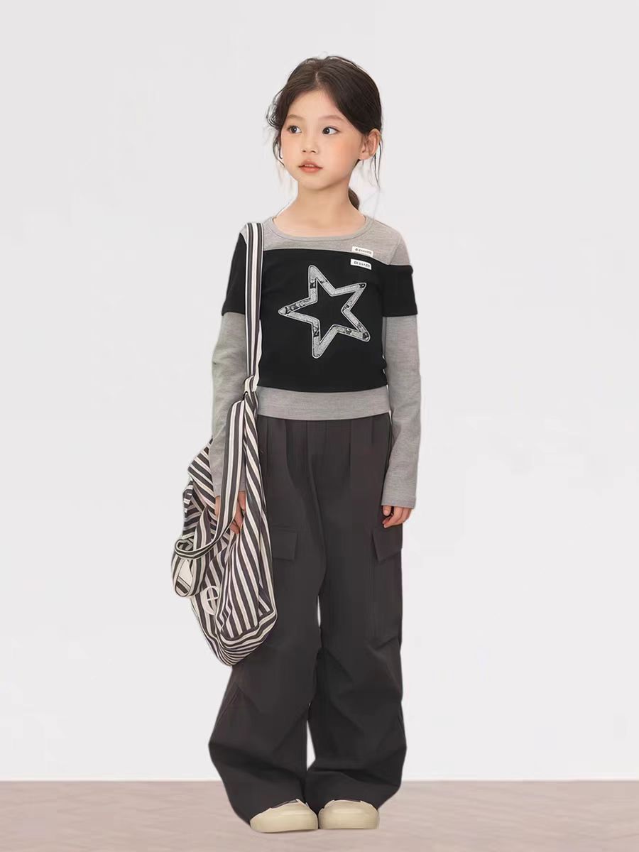 女童套装春秋款2025新款儿童假长袖卫衣女孩秋装女童秋装