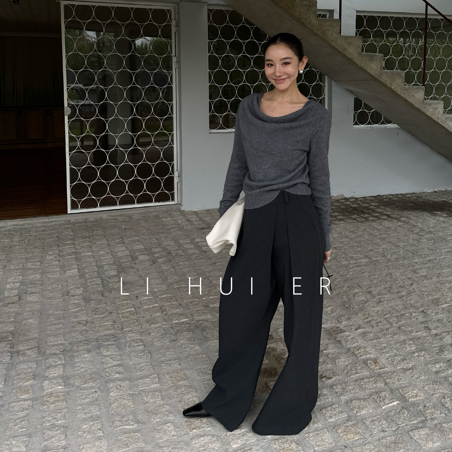 LiHuiEr李慧儿【佛朗明戈】法式荡领羊绒毛衣高智感针织衫LL025359