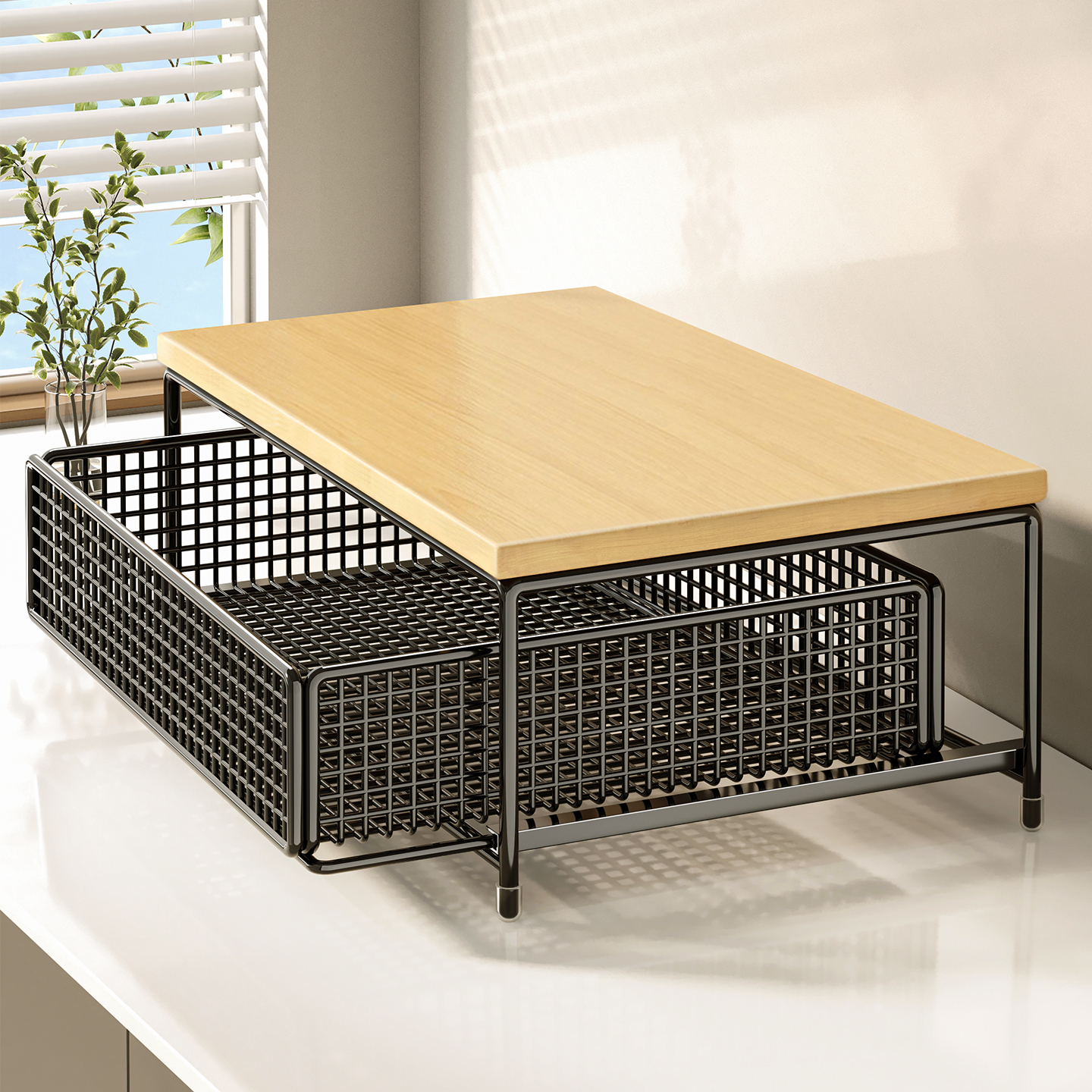 咖啡机增高架客厅胶囊茶包置物架桌面抽屉式收纳架厨房台面陈列架