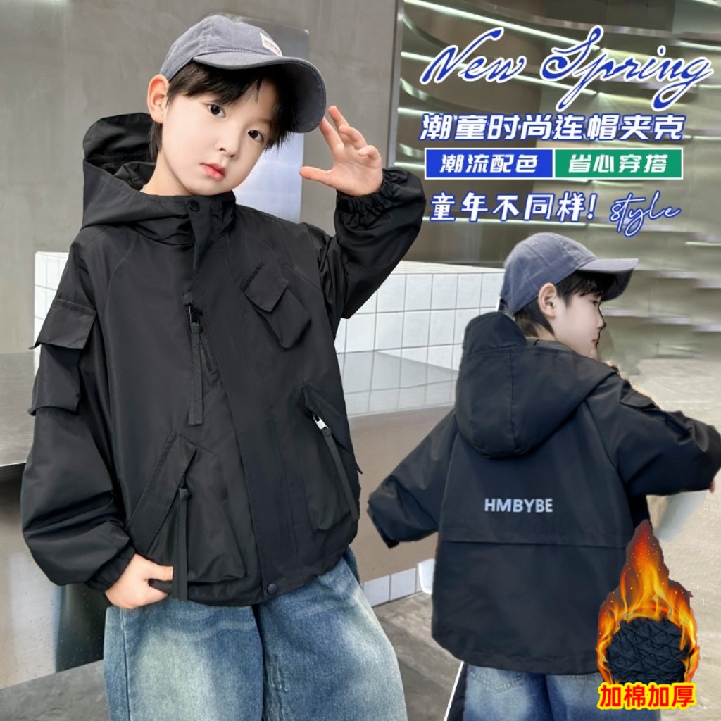 8882儿童外套深秋冬款新款洋气帅气连帽工装冲锋衣棉服