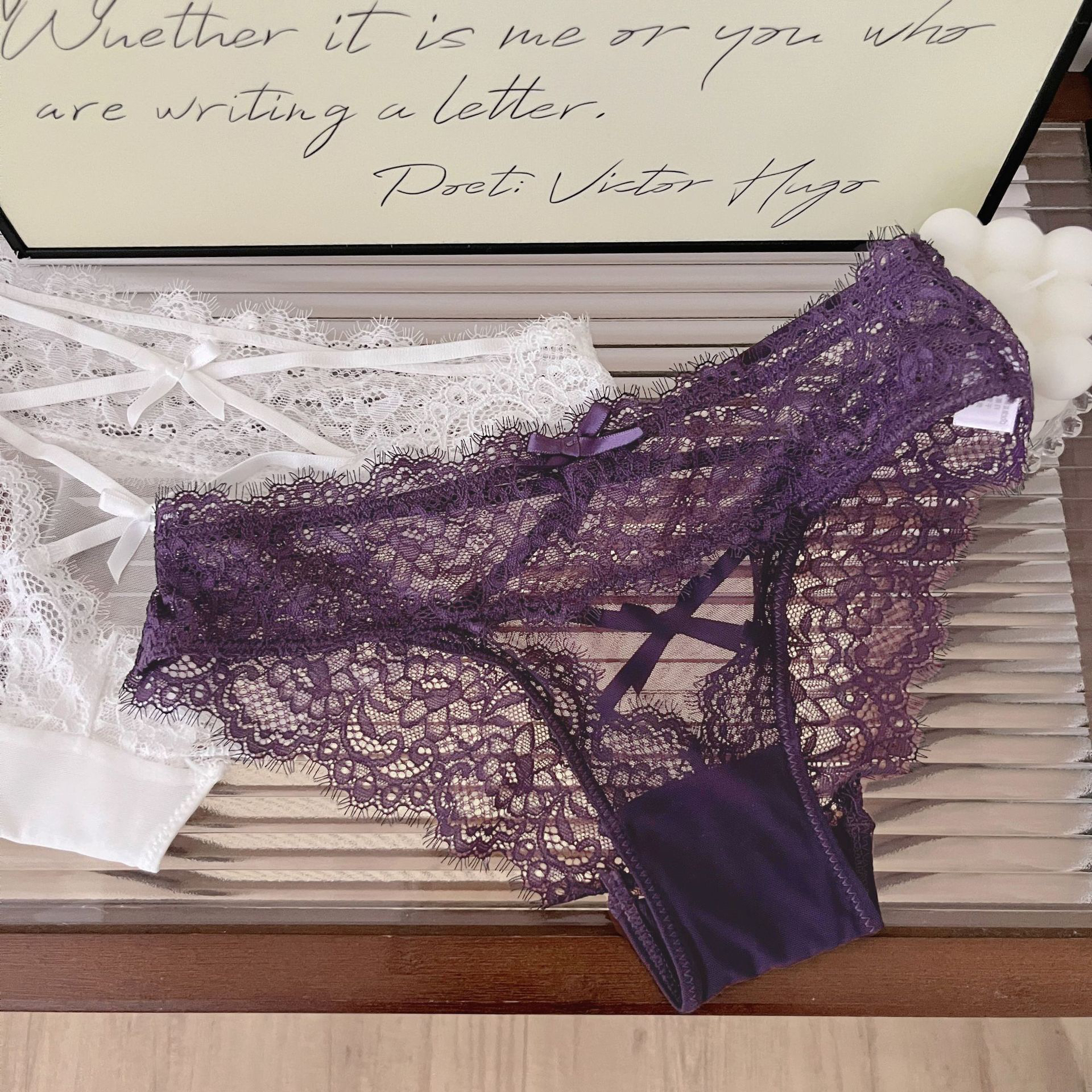 甜蜜效应·绑带性感女纯欲蕾丝法式网纱舒适火辣魅惑镂空女内裤