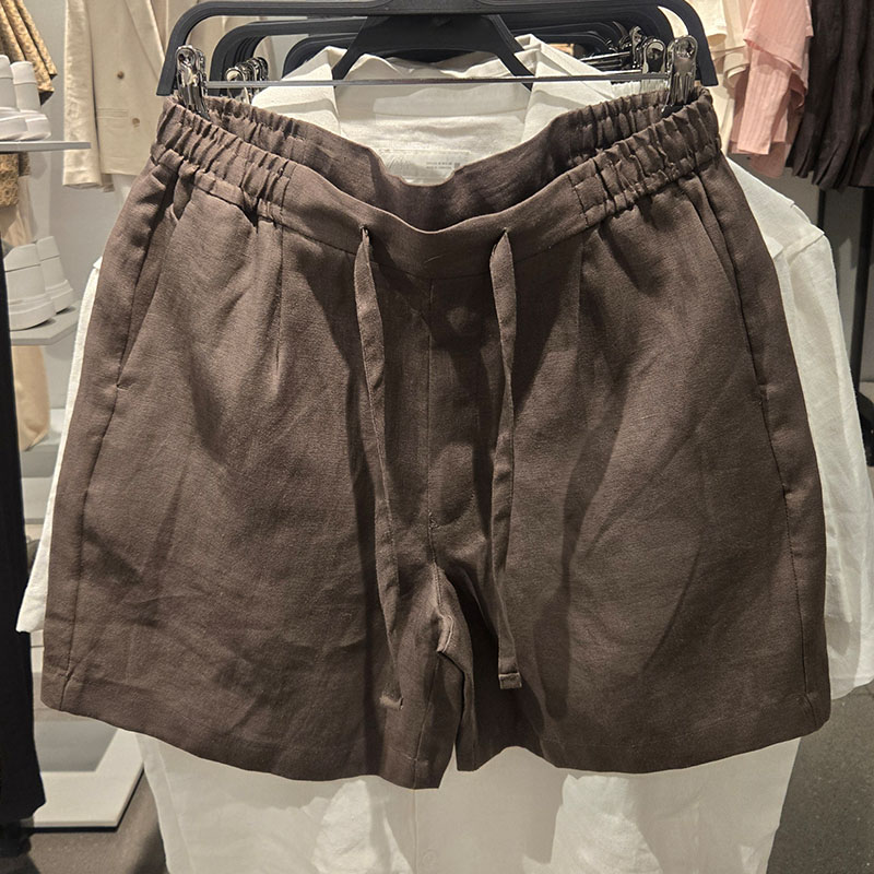 休闲简约风大码300斤胖先生夏季新品男士五分裤宽松纯色亚麻短裤2