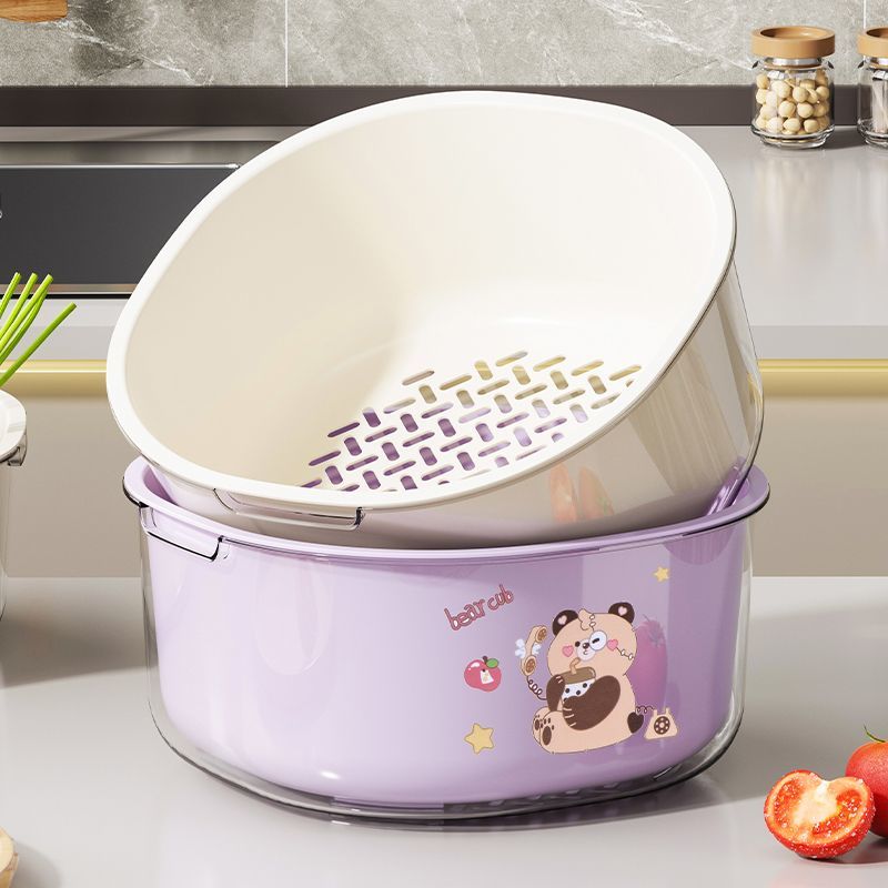 家用厨房双层洗菜沥水篮客厅塑料果蔬加厚滤水菜篓洗菜盆子新升级