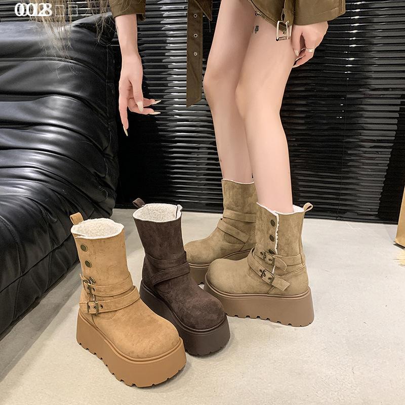 Xk古英伦风马丁靴女款2024春秋新款棕色显瘦粗跟厚底短筒靴女