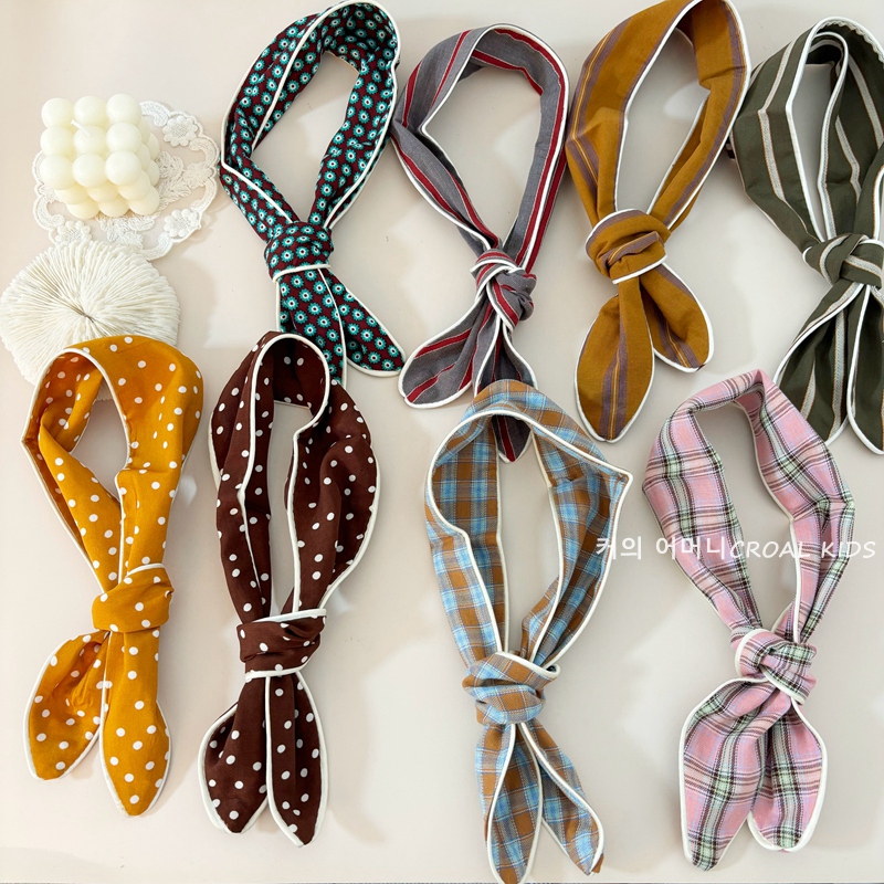 韩国CROAL男女童围巾宝宝时髦老钱风围脖丝巾亲子款英伦风小领巾