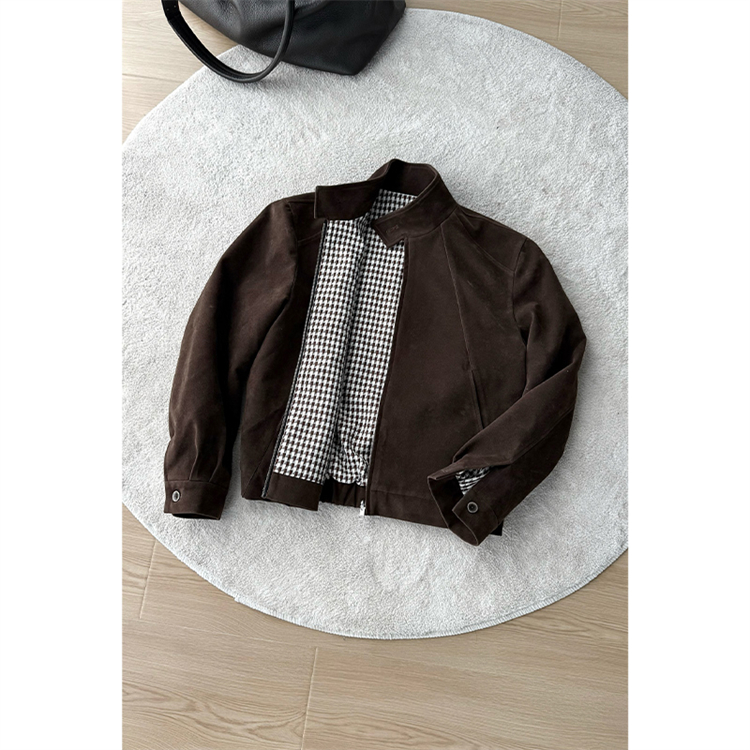 美拉德棕色复古双面穿正肩力量外套男秋季老钱风cleanfit短款夹克