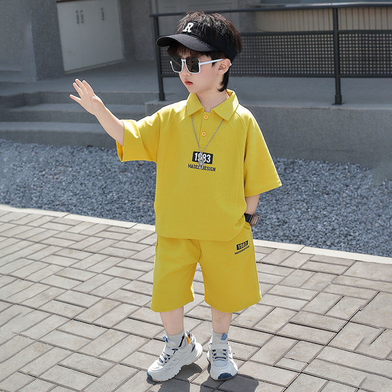 男童夏装套装2025新款洋气儿童时尚休闲简单polo衫两件套宝宝短袖